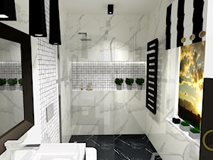 Łazienka z imitacją marmuru - Średnia na poddaszu łazienka z oknem, styl minimalistyczny - zdjęcie od DW Wnętrza