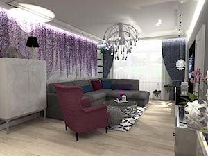 salon glamour - Mały szary salon, styl glamour - zdjęcie od DW Wnętrza