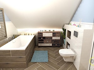 Łazienka na poddaszu - Mała na poddaszu bez okna łazienka, styl nowoczesny - zdjęcie od DW Wnętrza