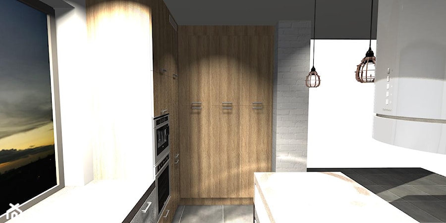 Kuchnia beton + drewno WERSJA NR 1 - Kuchnia, styl nowoczesny - zdjęcie od DW Wnętrza