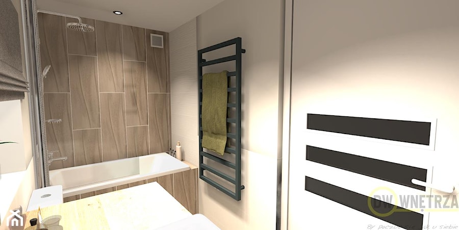 łazienka drewno + biel - Łazienka, styl nowoczesny - zdjęcie od DW Wnętrza