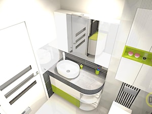 Łazienka z limonką - Mała na poddaszu bez okna z lustrem łazienka, styl nowoczesny - zdjęcie od DW Wnętrza