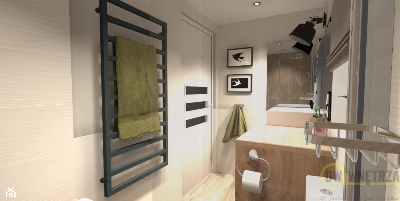 łazienka drewno + biel - Łazienka, styl nowoczesny - zdjęcie od DW Wnętrza - Homebook
