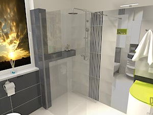 Łazienka z limonką - Średnia na poddaszu z lustrem łazienka z oknem, styl nowoczesny - zdjęcie od DW Wnętrza