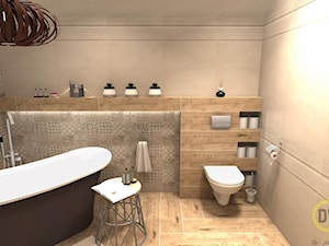 Beżowo-brązowy salon kąpielowy - Średnia bez okna łazienka, styl tradycyjny - zdjęcie od DW Wnętrza