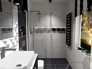 Łazienka Black & White - Mała z punktowym oświetleniem łazienka z oknem, styl nowoczesny - zdjęcie od DW Wnętrza