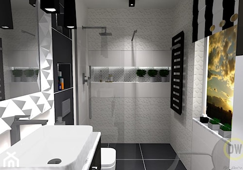 Łazienka Black & White - Mała z punktowym oświetleniem łazienka z oknem, styl nowoczesny - zdjęcie od DW Wnętrza