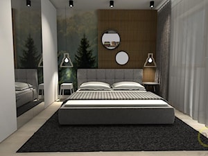 Sypialnia w stylu skandynawskim - Średnia biała sypialnia z balkonem / tarasem, styl skandynawski - zdjęcie od DW Wnętrza