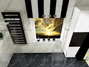 Łazienka z imitacją marmuru - Mała z marmurową podłogą łazienka z oknem, styl minimalistyczny - zdjęcie od DW Wnętrza