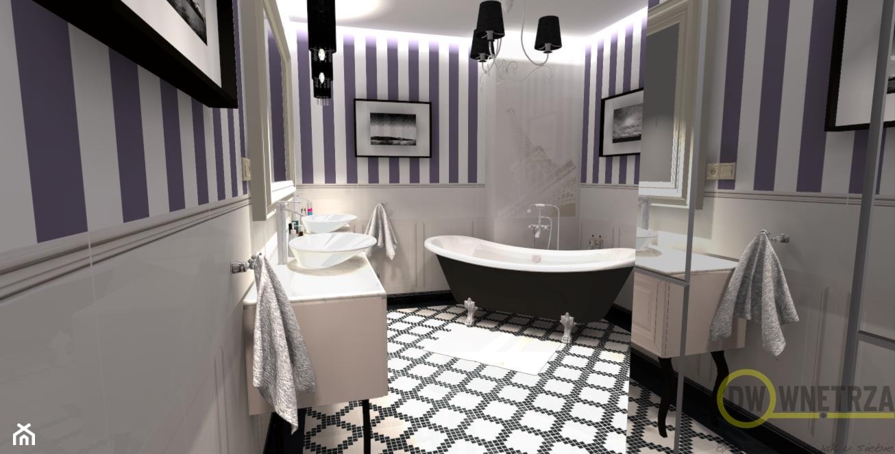 Elegancja-Francja - Średnia bez okna z lustrem z dwoma umywalkami łazienka, styl tradycyjny - zdjęcie od DW Wnętrza - Homebook