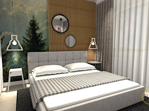 Sypialnia w stylu skandynawskim - Mała sypialnia z balkonem / tarasem, styl skandynawski - zdjęcie od DW Wnętrza