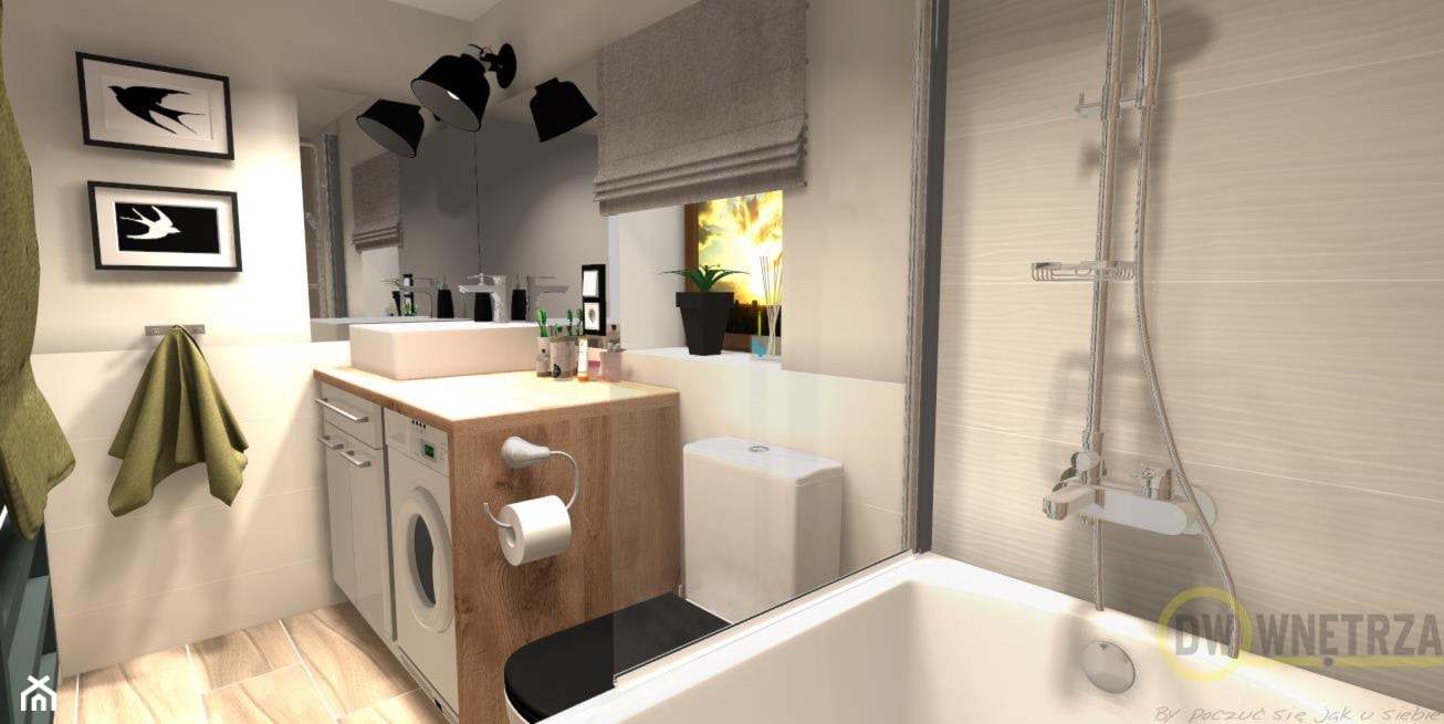 łazienka drewno + biel - Łazienka, styl nowoczesny - zdjęcie od DW Wnętrza - Homebook