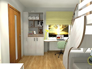 Pokój dziecięcy z łóżkiem piętrowym - Średni biały szary pokój dziecka dla dziecka dla nastolatka dla chłopca dla dziewczynki, styl nowoczesny - zdjęcie od DW Wnętrza