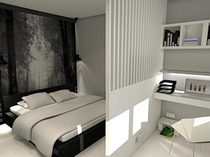 Mieszkanie Radom - Mała szara z biurkiem sypialnia, styl nowoczesny - zdjęcie od AK04-STUDIO- Aleksandra Kwiecień