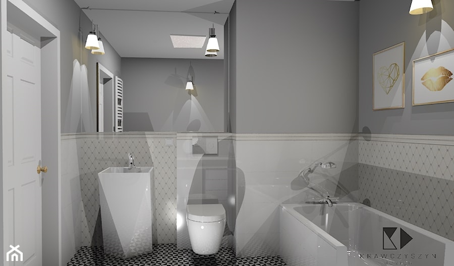 Łazienka w stylu glamour - Średnia bez okna łazienka, styl glamour - zdjęcie od Krawczyszyn-design