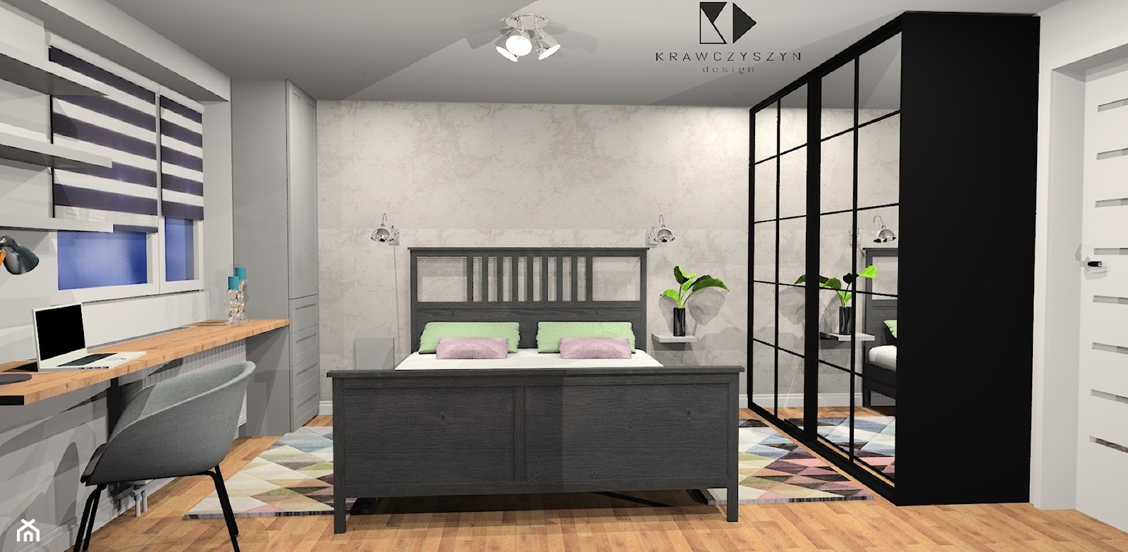 Sypialnia z akcentami stylu industrialnego - zdjęcie od Krawczyszyn-design - Homebook