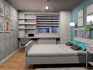 Biała sypialnia z niebieskim kolorem w tle - zdjęcie od Krawczyszyn-design