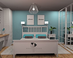 Biała sypialnia z niebieskim kolorem w tle - zdjęcie od Krawczyszyn-design - Homebook