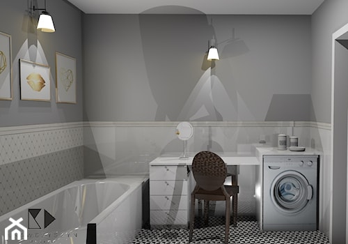 Łazienka w stylu glamour - Mała na poddaszu bez okna z pralką / suszarką łazienka, styl glamour - zdjęcie od Krawczyszyn-design