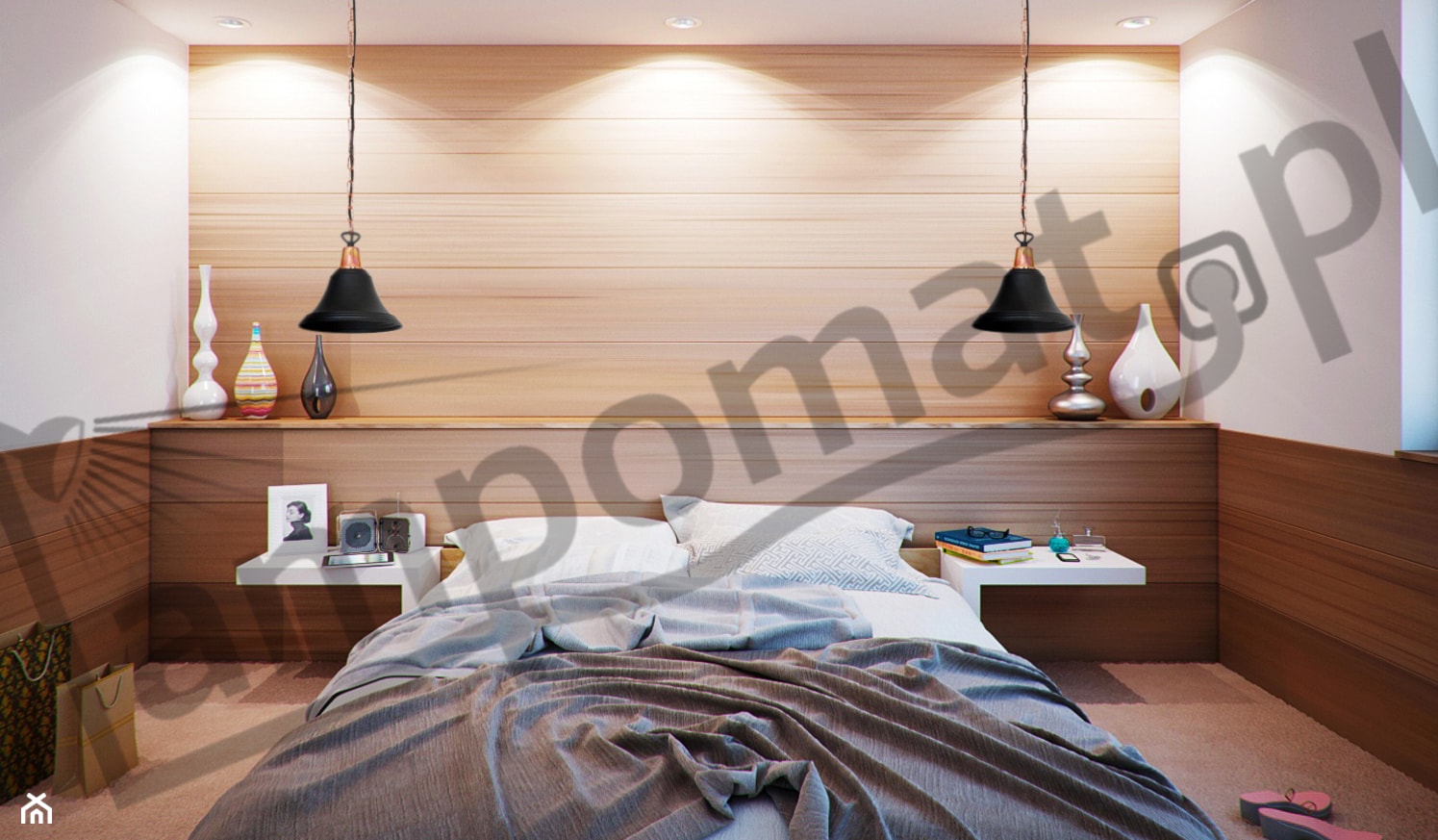 Sypialnia w stylu skandynawskim z lampami Aldex - zdjęcie od Lampomat - Homebook