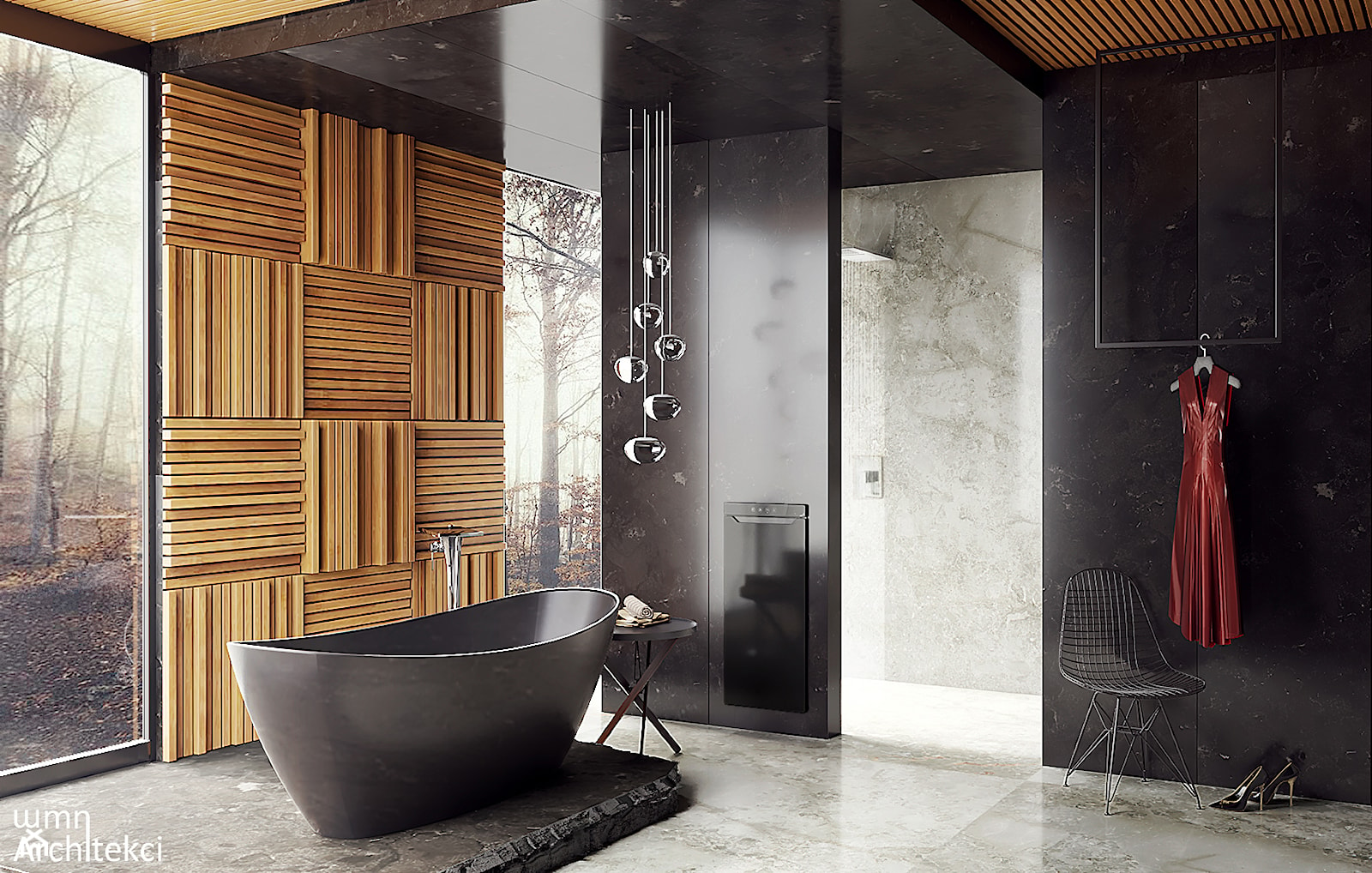 #4 - Średnia z marmurową podłogą łazienka z oknem, styl nowoczesny - zdjęcie od wmn Architekci - Homebook