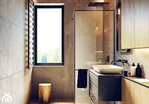 #8 - Mała z lustrem łazienka z oknem, styl nowoczesny - zdjęcie od wmn Architekci