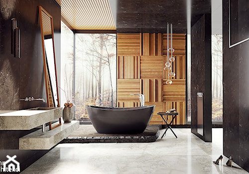 #4 - Duża z lustrem z marmurową podłogą łazienka z oknem, styl nowoczesny - zdjęcie od wmn Architekci