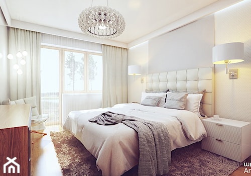#1 - Średnia biała sypialnia, styl nowoczesny - zdjęcie od wmn Architekci