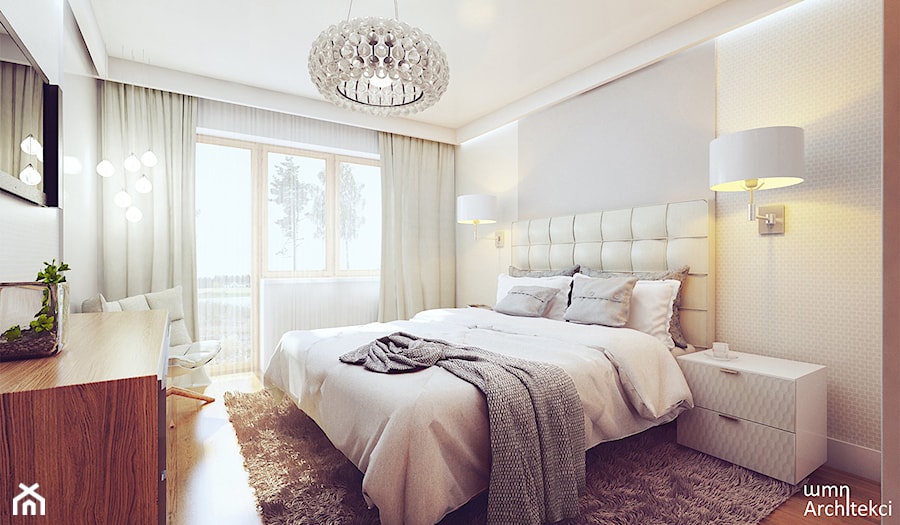 #1 - Średnia biała sypialnia, styl nowoczesny - zdjęcie od wmn Architekci