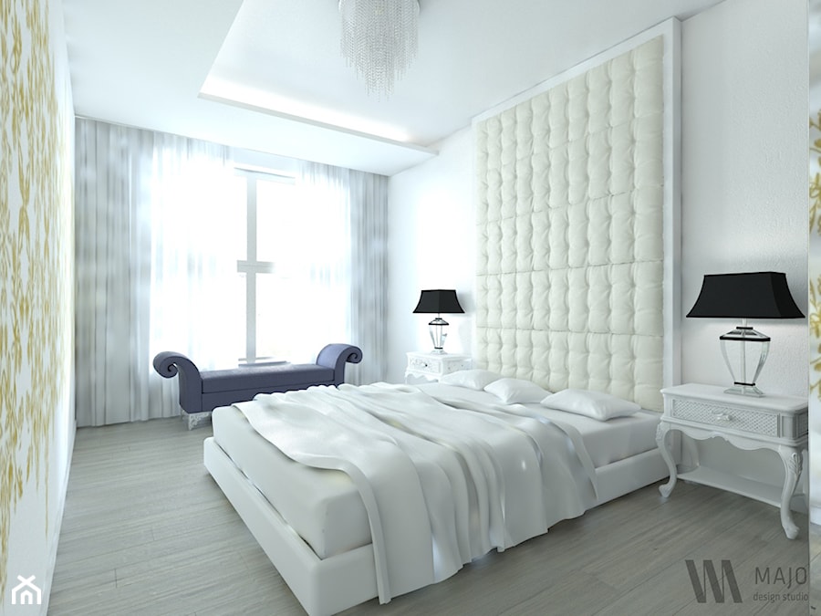 nowoczesny glamour - Średnia biała żółta sypialnia, styl glamour - zdjęcie od Majo Design Studio