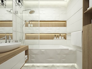 Heksagony w roli głównej - Mała na poddaszu bez okna łazienka, styl nowoczesny - zdjęcie od Majo Design Studio