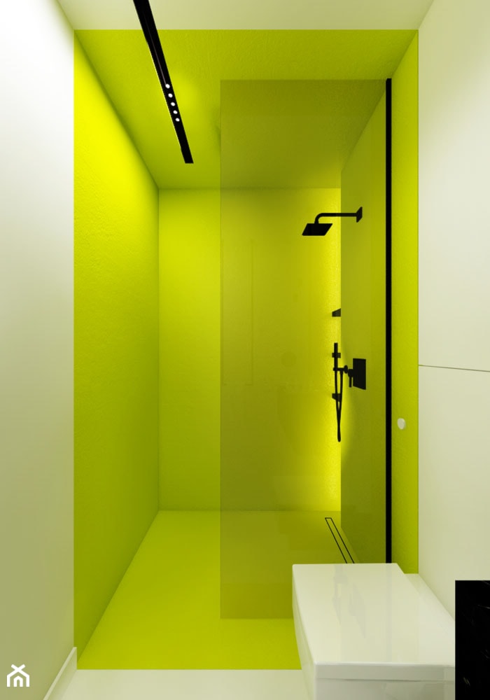 Projekt wnętrz / Warszawa - Mała bez okna z punktowym oświetleniem łazienka, styl minimalistyczny - zdjęcie od MUW studio