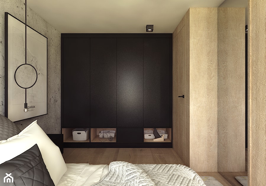 Projekt wnętrz / Warszawa - Mała szara sypialnia, styl nowoczesny - zdjęcie od MUW studio