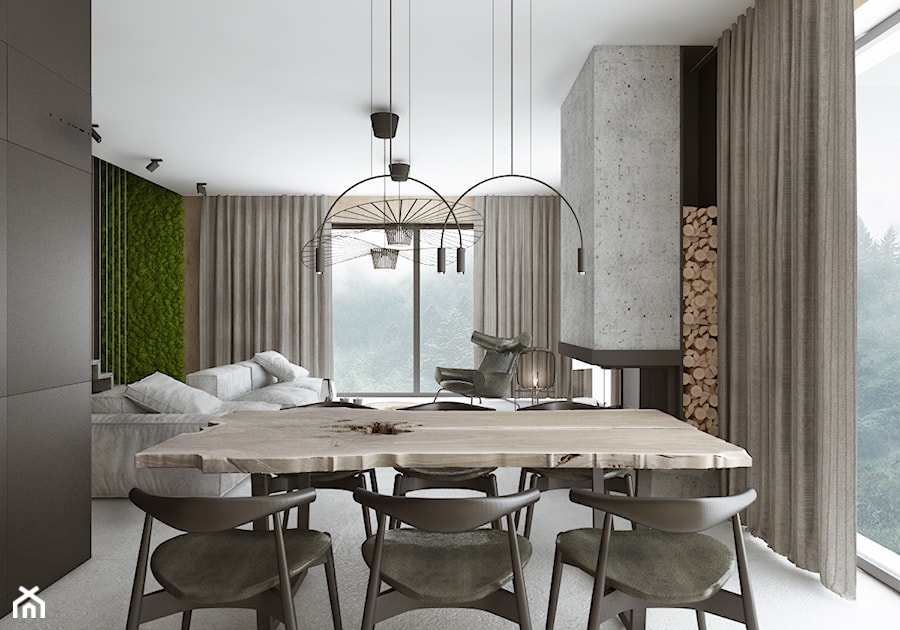 Projekt wnętrz / Białka Tatrzańska - Średnia czarna jadalnia w salonie, styl nowoczesny - zdjęcie od MUW studio