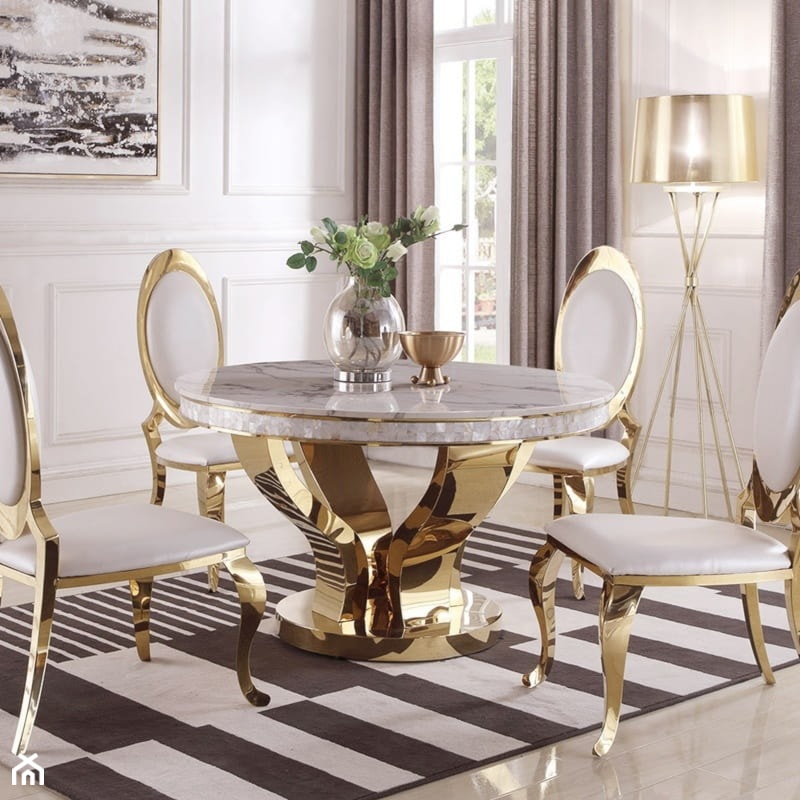 Stół okrągły do jadalni złoty Davson Gold - zdjęcie od BellaCasa.co - Homebook