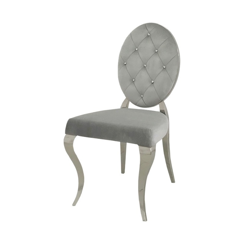 Krzesło glamour Leonardo Silver - krzesło pikowane kryształkami - zdjęcie od BellaCasa.co