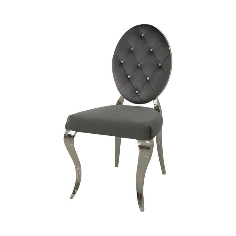 Krzesło glamour Leonardo Dark Grey - krzesło pikowane kryształkami - zdjęcie od BellaCasa.co