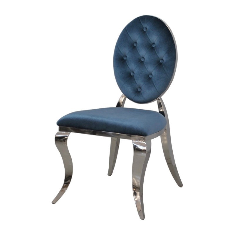 Pikowane krzesło gamour Ludwik II Blue Buttons - zdjęcie od BellaCasa.co - Homebook