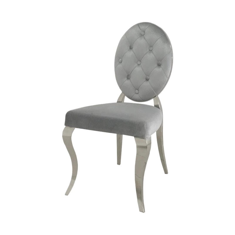 Krzesło glamour Leonardo Silver - krzesło pikowane guzikami - zdjęcie od BellaCasa.co - Homebook