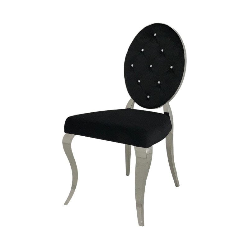 Krzesło glamour Leonardo Black - krzesło pikowane kryształkami - zdjęcie od BellaCasa.co