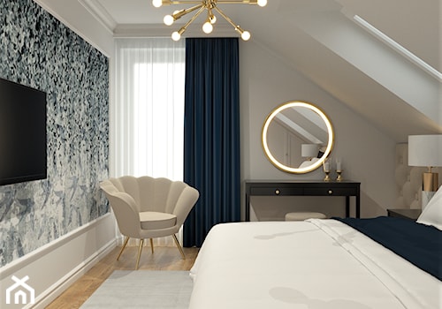 DOM W STYLU HAMPTONS - Średnia biała sypialnia, styl glamour - zdjęcie od BDWstudio