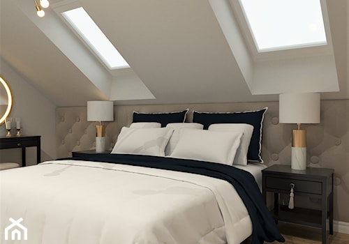 DOM W STYLU HAMPTONS - Średnia biała sypialnia, styl glamour - zdjęcie od BDWstudio
