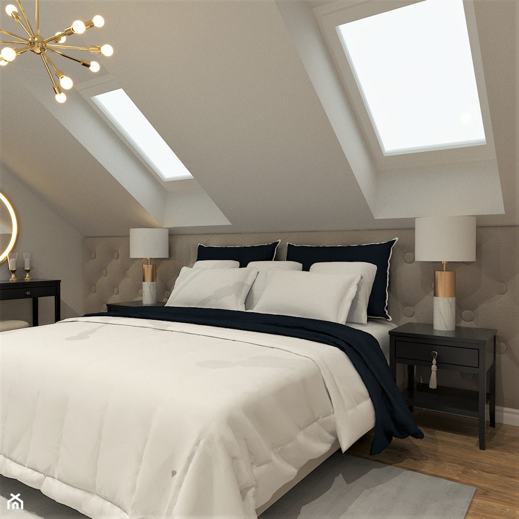DOM W STYLU HAMPTONS - Średnia biała sypialnia, styl glamour - zdjęcie od BDWstudio - Homebook