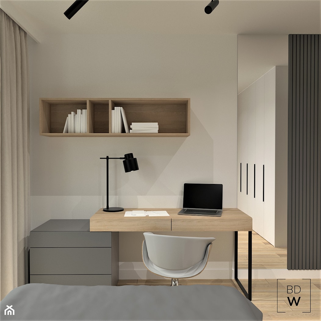 DOM W LUBLINIE - Małe w osobnym pomieszczeniu białe biuro, styl minimalistyczny - zdjęcie od BDWstudio - Homebook