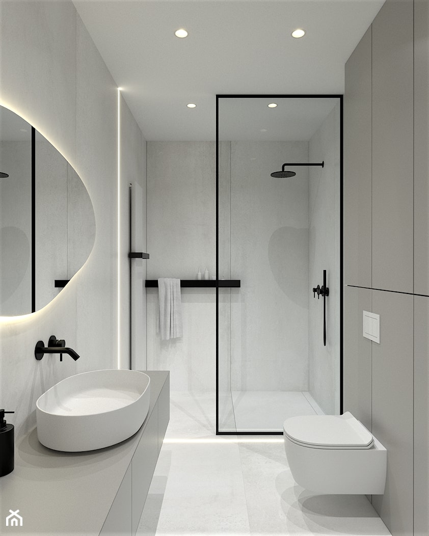 Kaszmirowa łazienka z czarnymi akcentami - zdjęcie od BDWstudio - Homebook