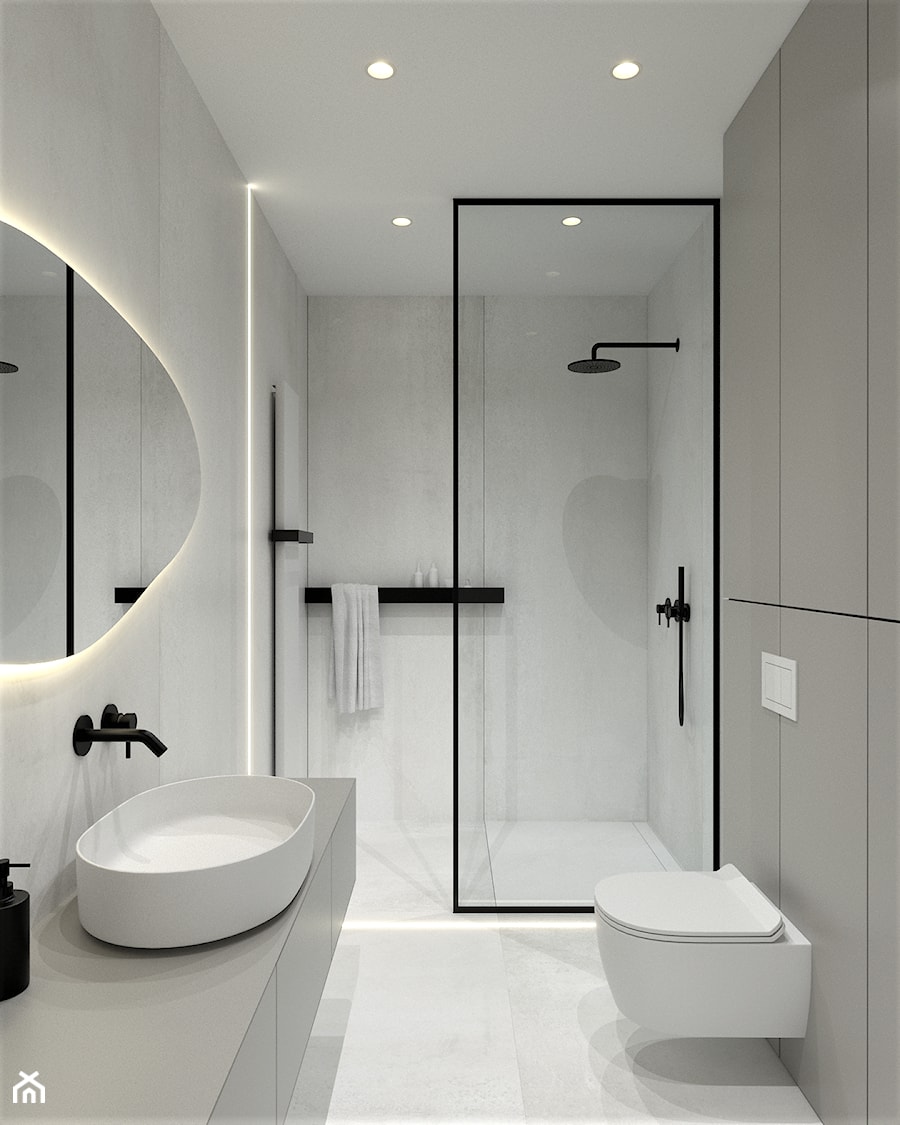 Kaszmirowa łazienka z czarnymi akcentami - zdjęcie od BDWstudio