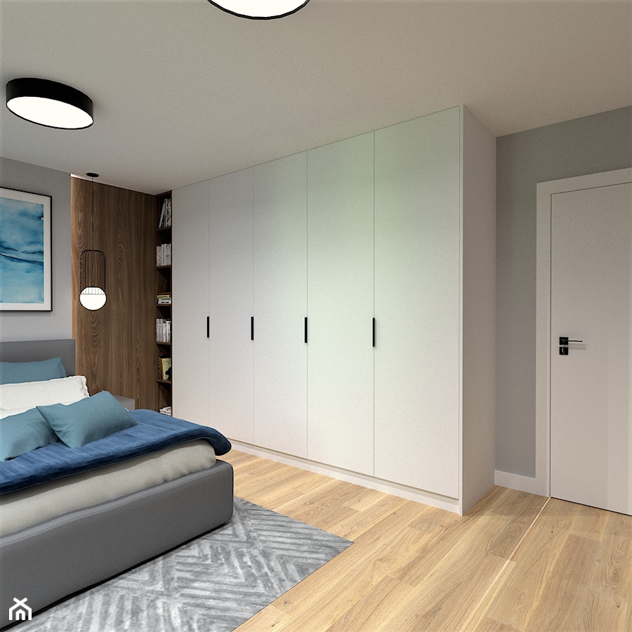 ADAPTACJA PIĘTRA DOMU - Średnia szara sypialnia, styl nowoczesny - zdjęcie od BDWstudio