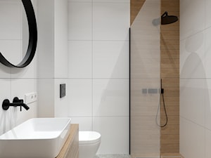 Mieszkanie na Odolanach - Średnia bez okna z lustrem z punktowym oświetleniem łazienka, styl minimalistyczny - zdjęcie od BDWstudio