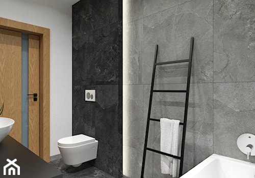 DOM W FIRLEJU - Średnia bez okna z marmurową podłogą z punktowym oświetleniem łazienka, styl nowoczesny - zdjęcie od BDWstudio