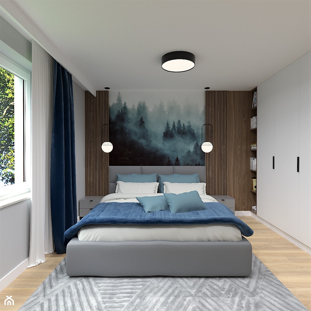 Sypialnia z tapetą - zdjęcie od BDWstudio - Homebook